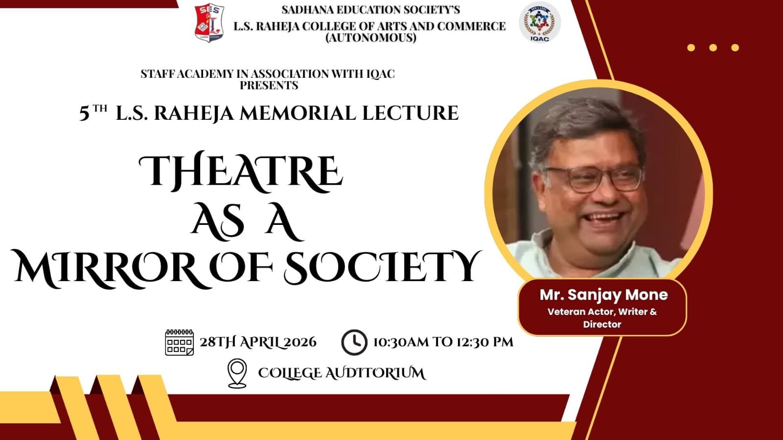 5th L. S. Raheja Memorial Lecture April 2026