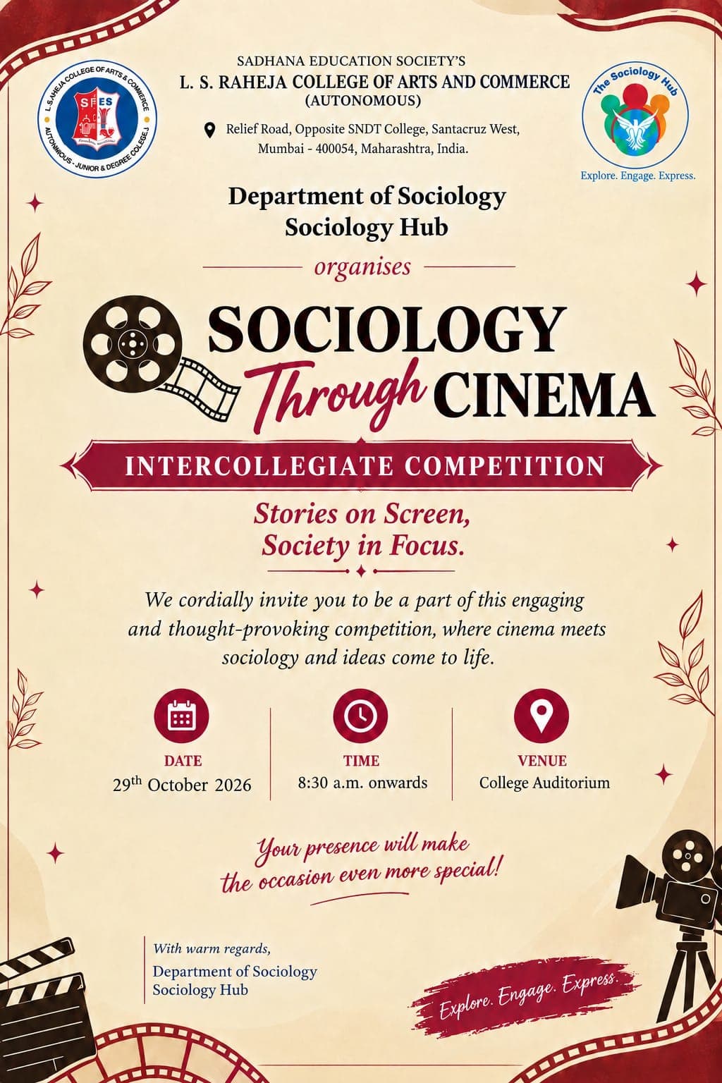 Socilogy Through Cinema Intercollegiate Competion Oct 2026